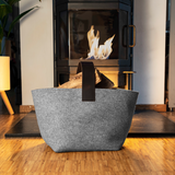 Korb für Kaminholz Filz | 40 Liter | Hellgrau