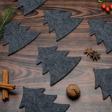 Weihnachtsuntersetzer 8er-Set Baum Grau