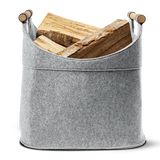 Holzkorb für Kaminholz Filz | 70 Liter | Hellgrau