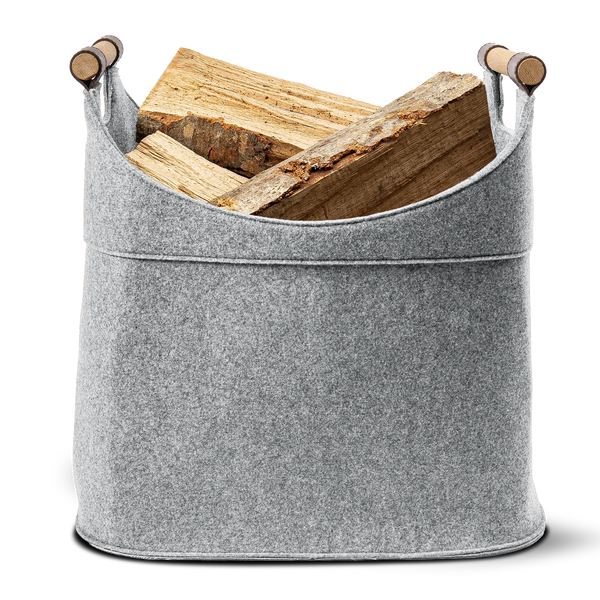 Holzkorb für Kaminholz Filz | 70 Liter | Hellgrau