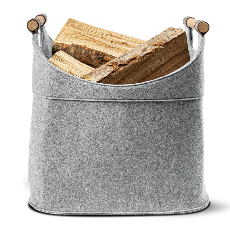 Holzkorb für Kaminholz Filz | 70 Liter | Hellgrau