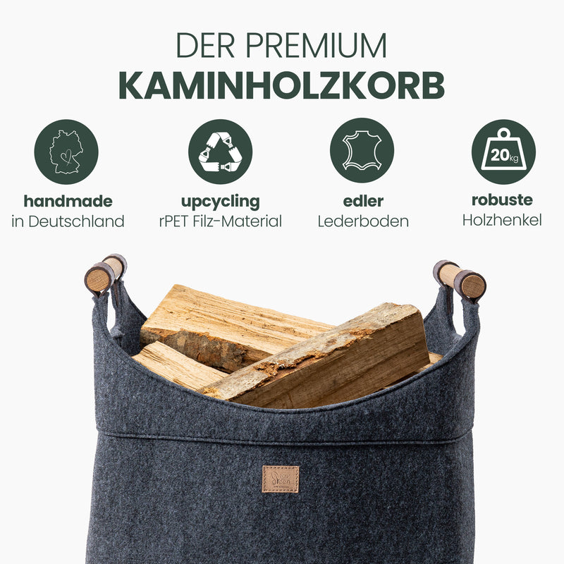 OAKAGE® Holzkorb für Kaminholz Groß [Doppelgenähter Filzrand für OAKAGE® Holzkorb für Kaminholz Groß [Doppelgenähter Filzrand für