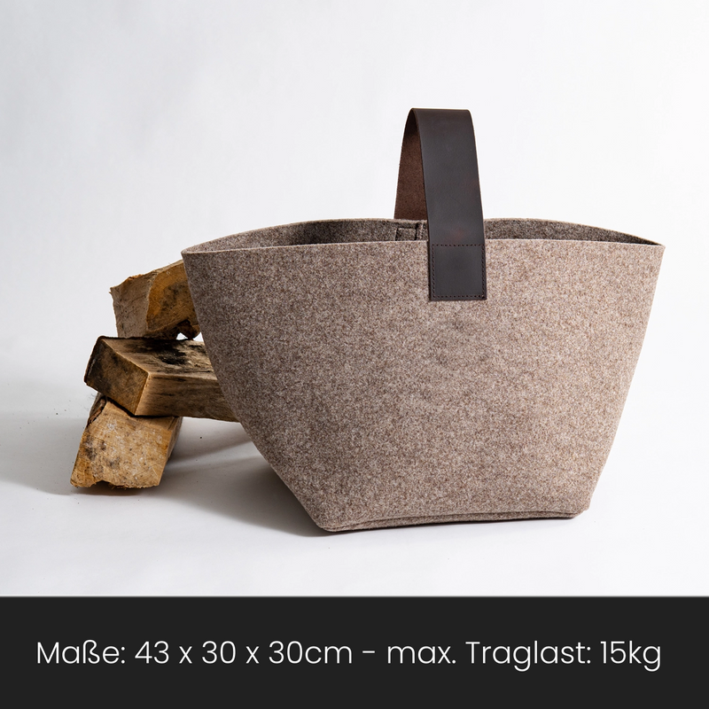Korb für Kaminholz Filz | 40 Liter | Beige