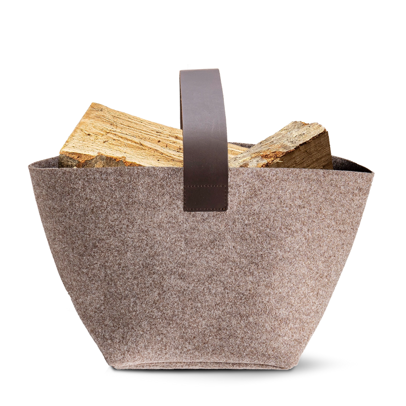 Korb für Kaminholz Filz | 40 Liter | Beige