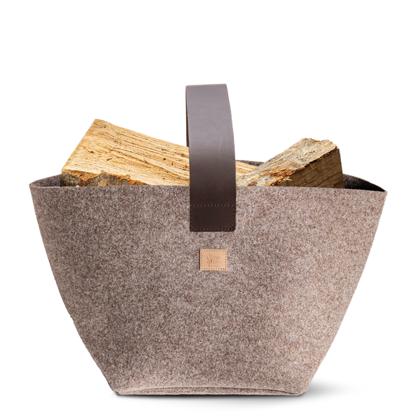 Korb für Kaminholz Filz | 40 Liter | Beige
