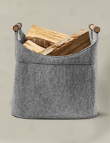 Holzkorb für Kaminholz Filz | 70 Liter | Hellgrau