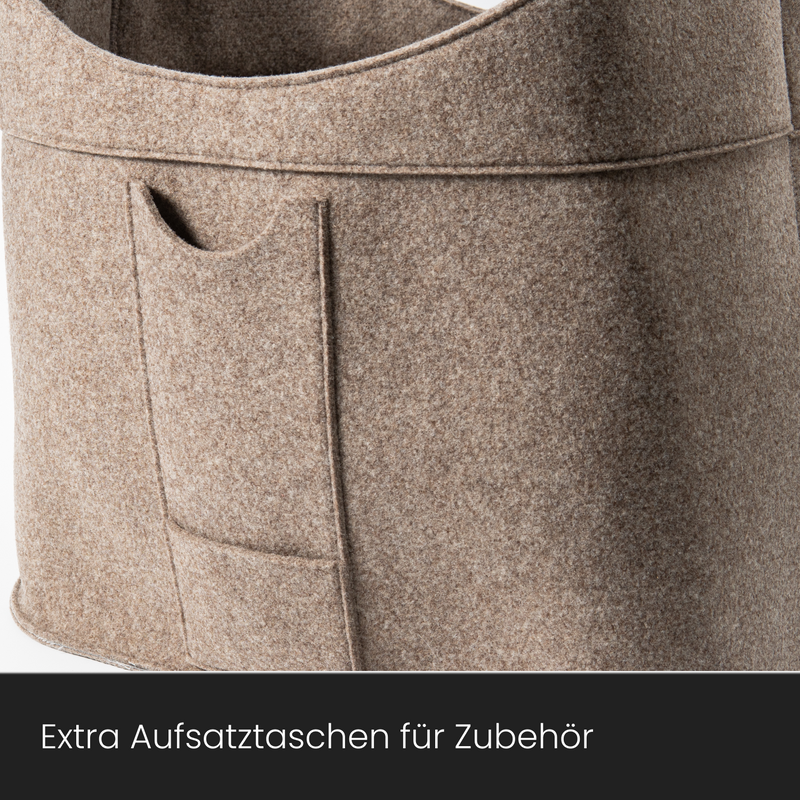 Holzkorb für Kaminholz Filz | 70 Liter | Beige
