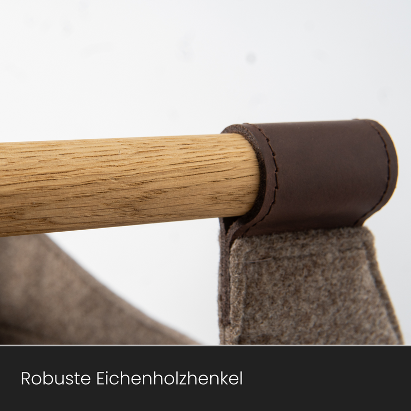 Holzkorb für Kaminholz Filz | 70 Liter | Beige