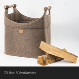 Holzkorb für Kaminholz Filz | 70 Liter | Beige