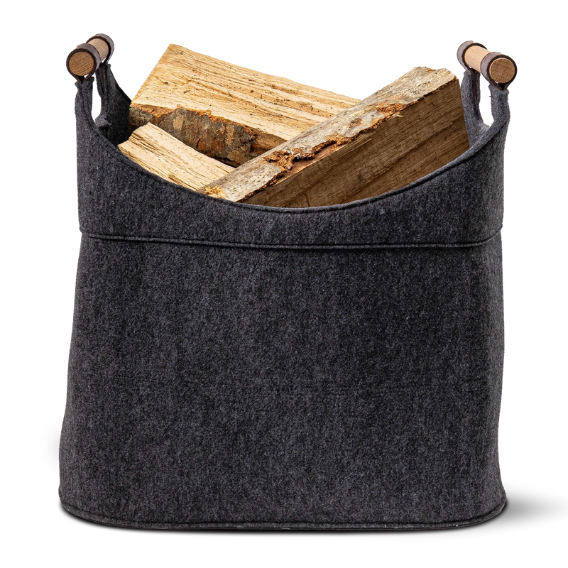 Holzkorb für Kaminholz Filz | 70 Liter | Anthrazit