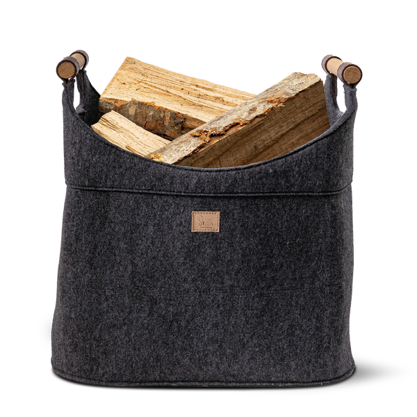 Holzkorb für Kaminholz Filz | 70 Liter | Anthrazit
