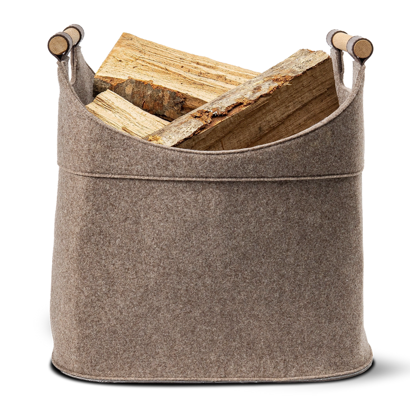 Holzkorb für Kaminholz Filz | 70 Liter | Beige