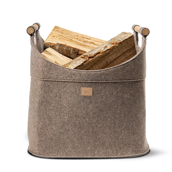 Holzkorb für Kaminholz Filz | 70 Liter | Beige