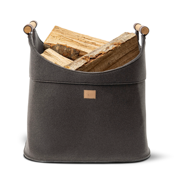 Holzkorb für Kaminholz Filz | 70 Liter | Trüffel