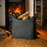 Holzkorb für Kaminholz Filz | 70 Liter | Anthrazit