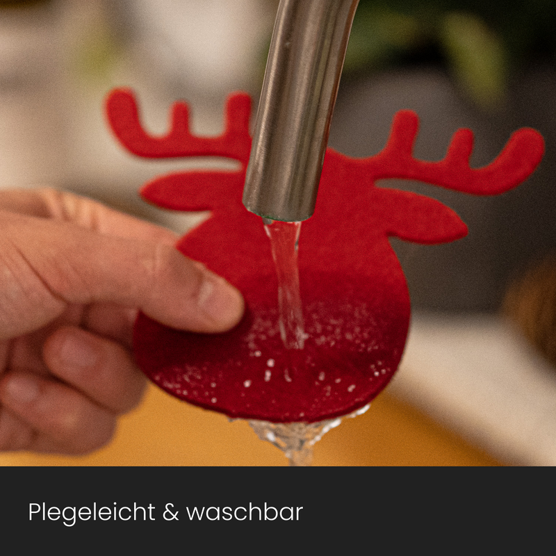 Weihnachtsuntersetzer 8er Set Elch Grau