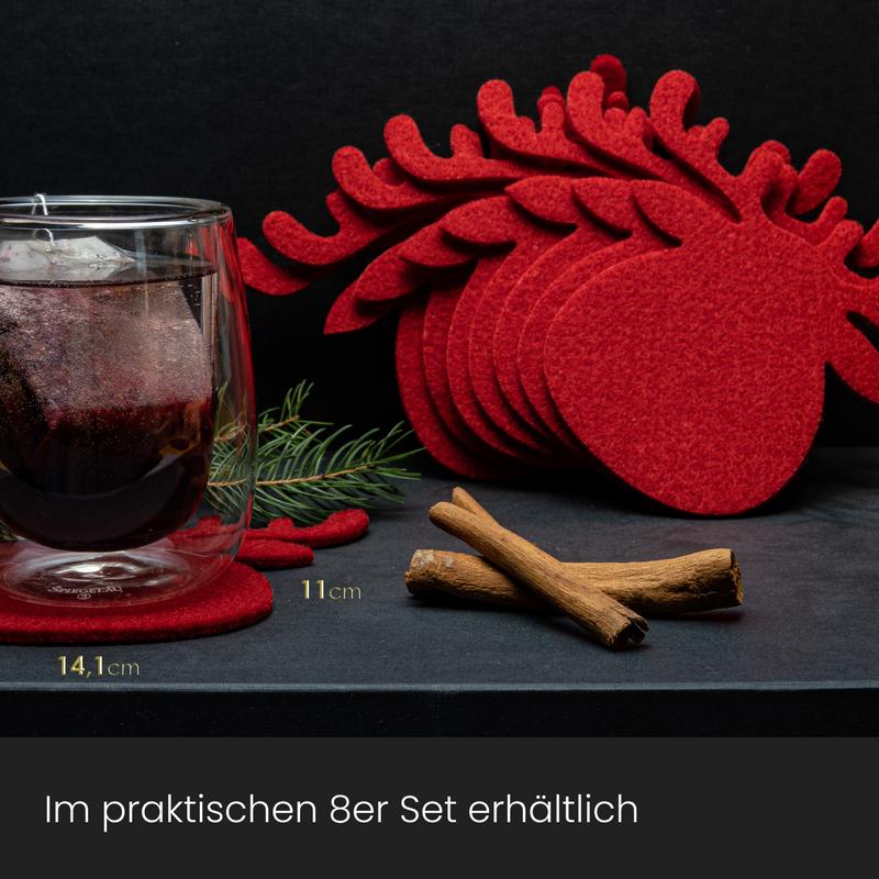 Weihnachtsuntersetzer 8er Set Elch Grau