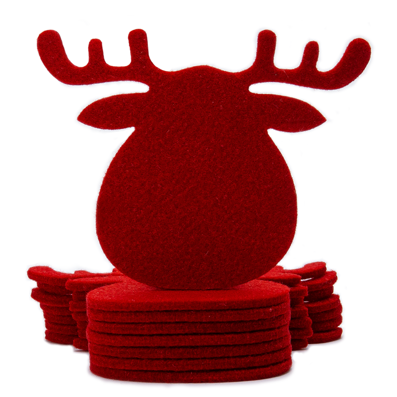 Weihnachtsuntersetzer 8er-Set Elch Rot