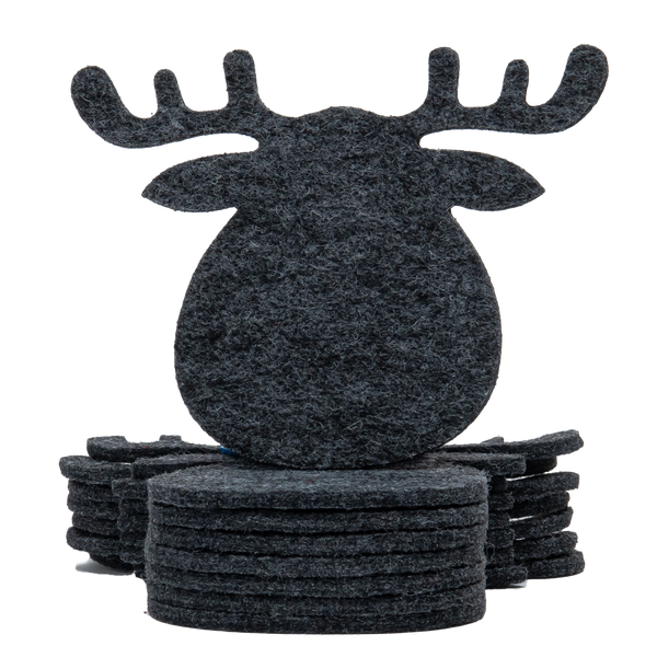 Weihnachtsuntersetzer 8er Set Elch Grau