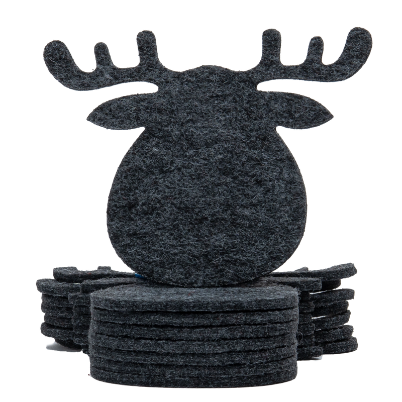 Weihnachtsuntersetzer 8er Set Elch Grau