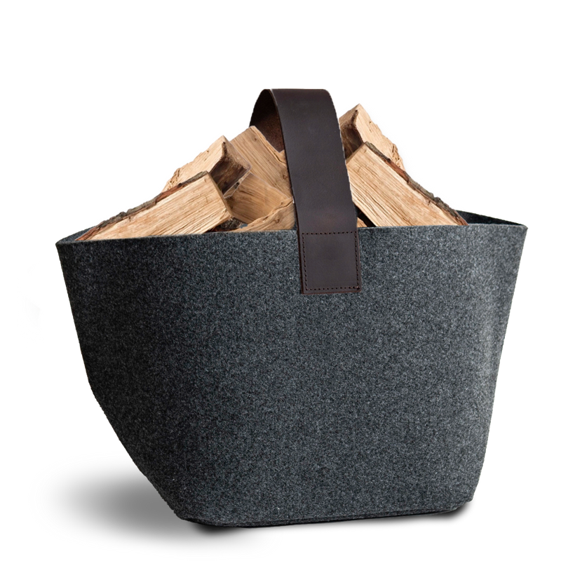 Korb für Kaminholz Filz | 40 Liter | Anthrazit