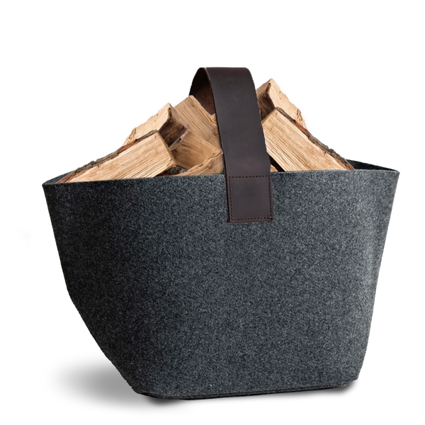 Korb für Kaminholz Filz | 40 Liter | Anthrazit
