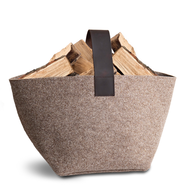 Korb für Kaminholz Filz | 40 Liter | Beige