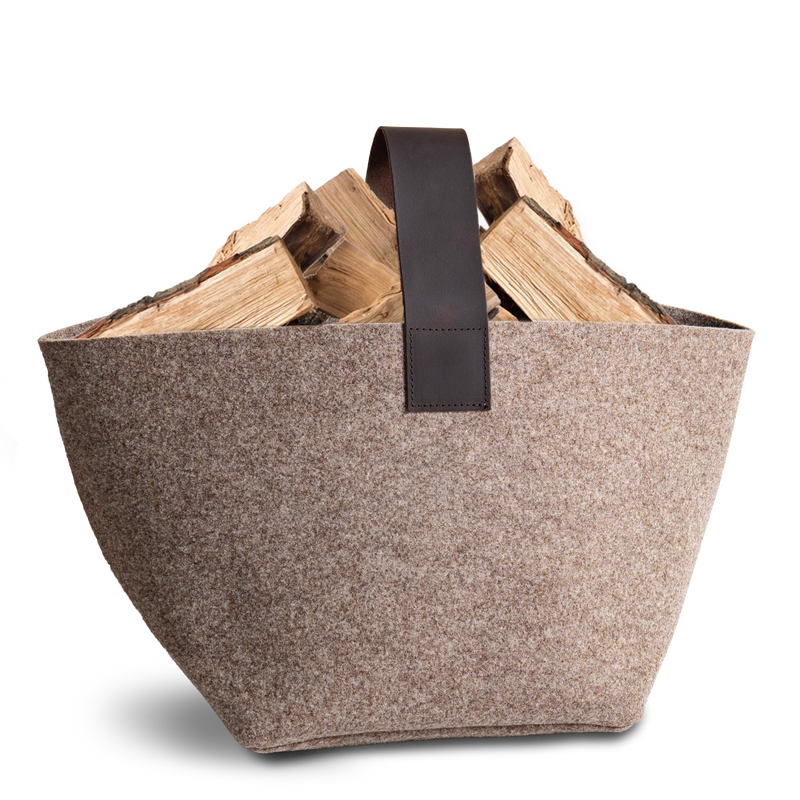 Korb für Kaminholz Filz | 40 Liter | Beige