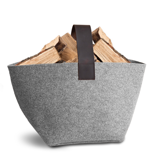 Korb für Kaminholz Filz | 40 Liter | Hellgrau