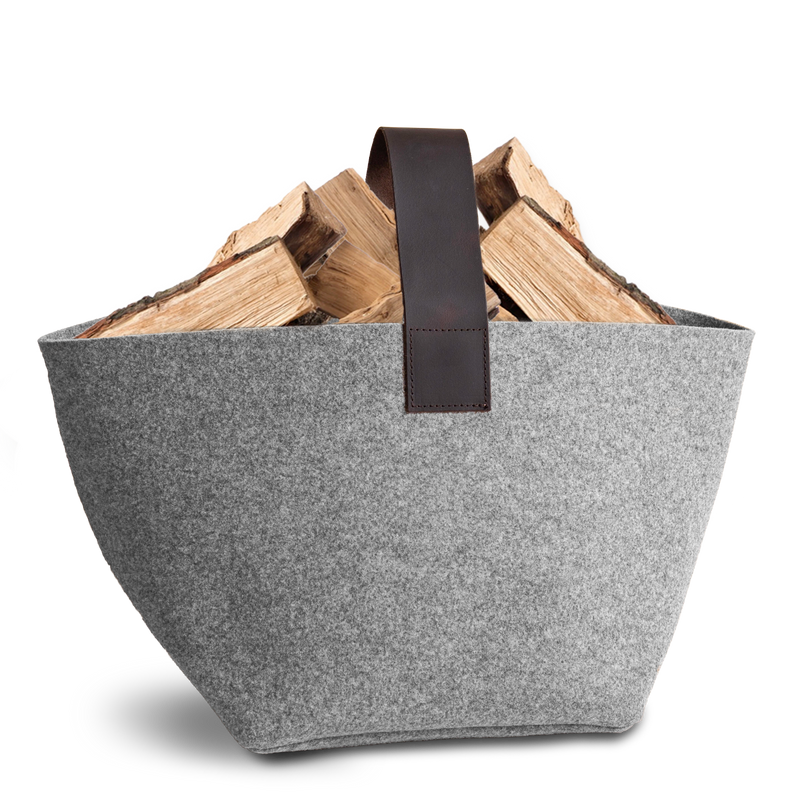 Korb für Kaminholz Filz | 40 Liter | Hellgrau