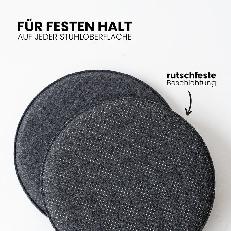 Sitzkissen Filz Eckig | upcycling rPET | Rutschfest | 4er Set
