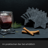 Weihnachtsuntersetzer 8er-Set Stern Grau