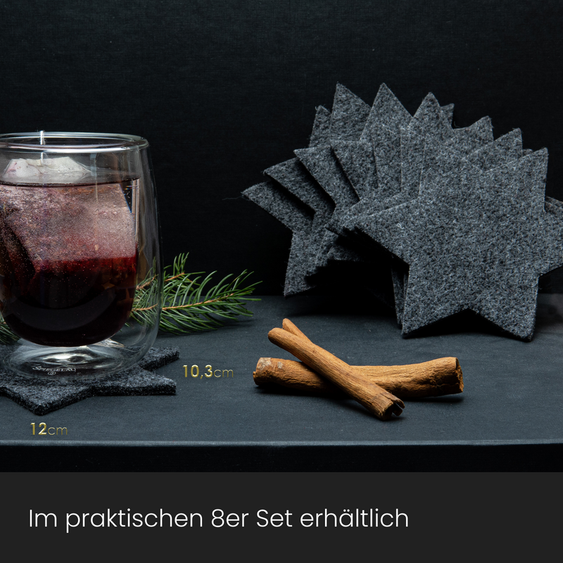 Weihnachtsuntersetzer 8er-Set Stern Grau