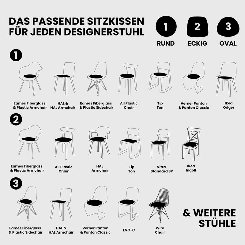 Sitzkissen Filz Eckig | upcycling rPET | Rutschfest | 4er Set